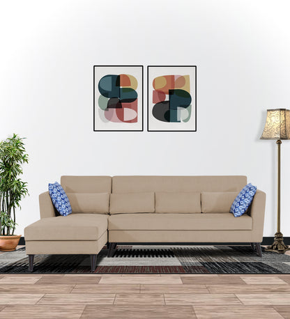 Adorn India Daniel L Shape 6 Seater Sofa Set LHS (Beige) (3 Year Warranty)
