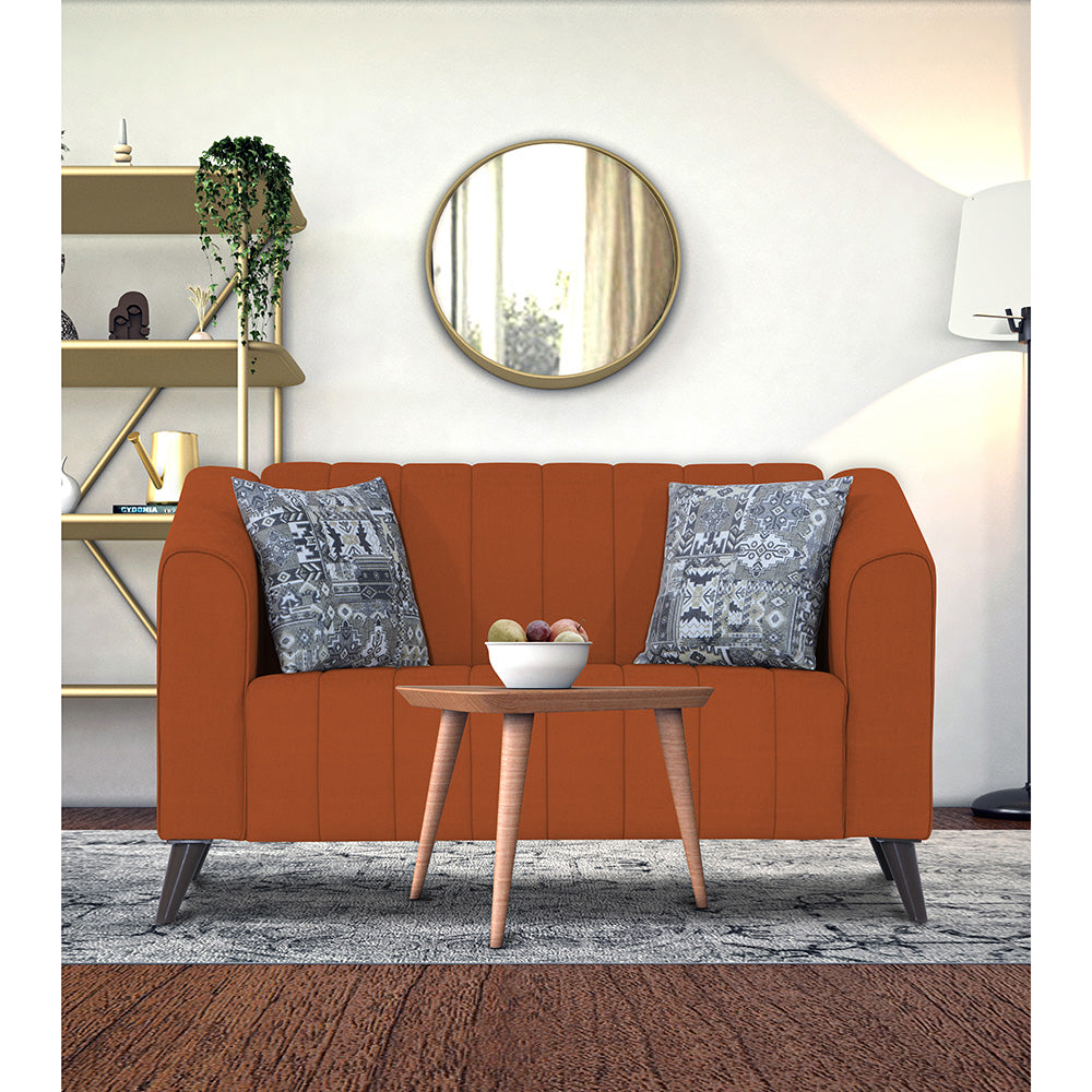 Adorn India Premium Laurel 2 Seater Sofa (Rust) (3 Year Warranty)