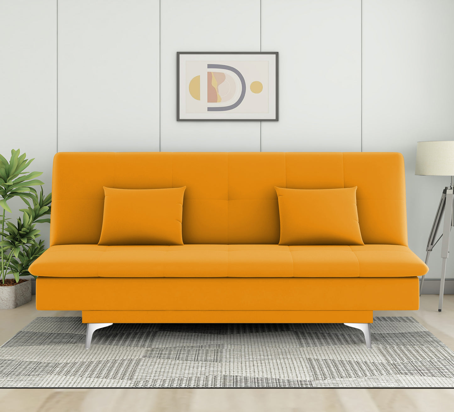 Adorn India New Aspen 3 Seater Sofa Cum Bed 4X6 (Yellow)