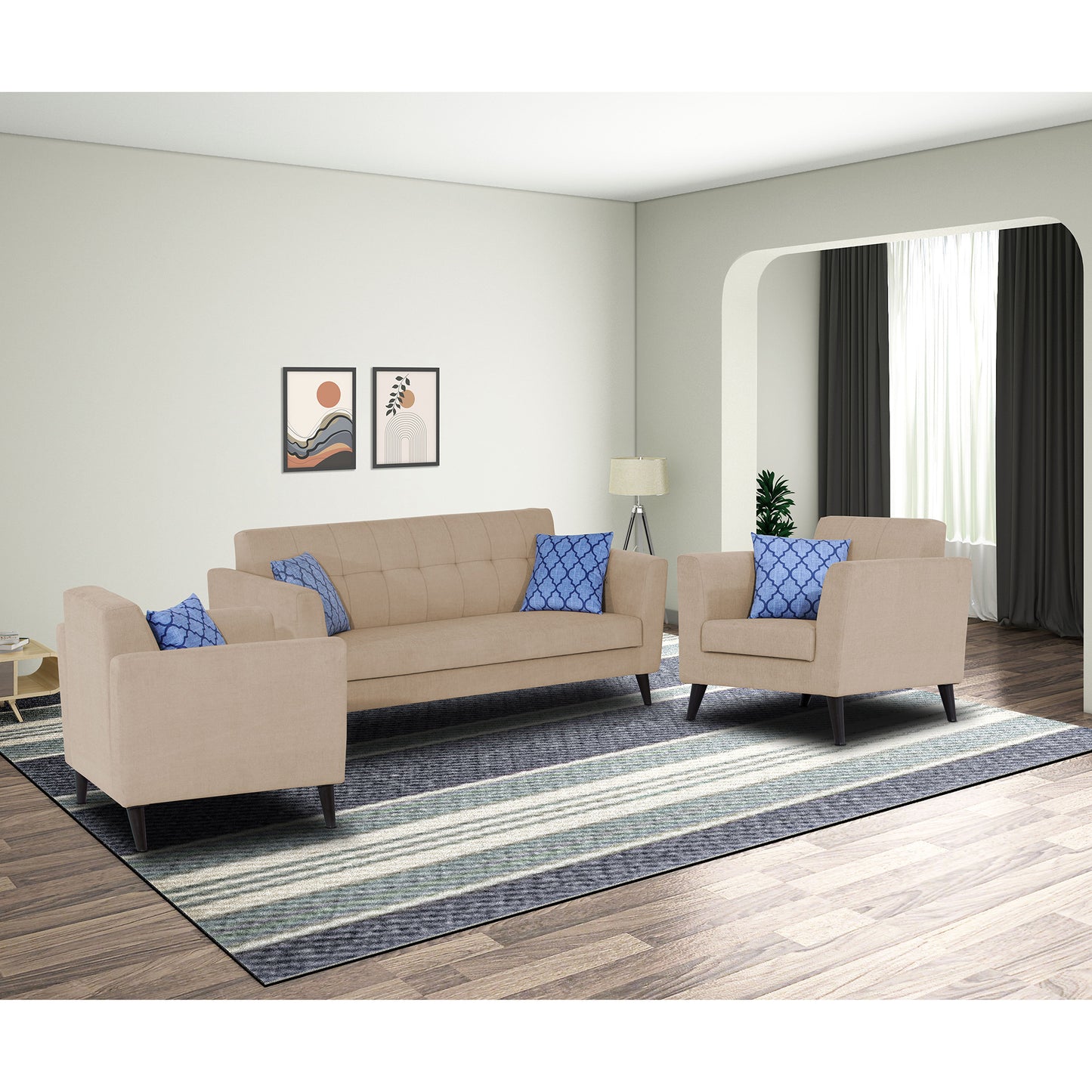 Adorn India Dannis 3+2+1 6 Seater Sofa Set