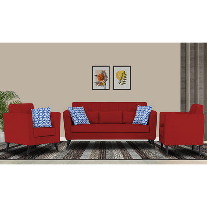 Adorn India Daniel 3+1+1 5 Seater Sofa Set (Red)