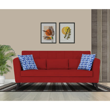 Adorn India Daniel 3 Seater Sofa (Red)