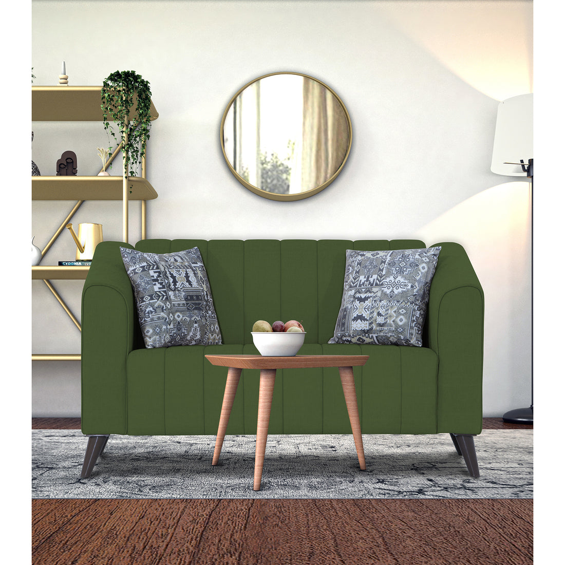 Adorn India Premium Laurel 2 Seater Sofa (Green) (3 Year Warranty)