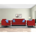 Adorn India Dannis 3+1+1 5 Seater Sofa Set (Red) (3 Year Warranty)