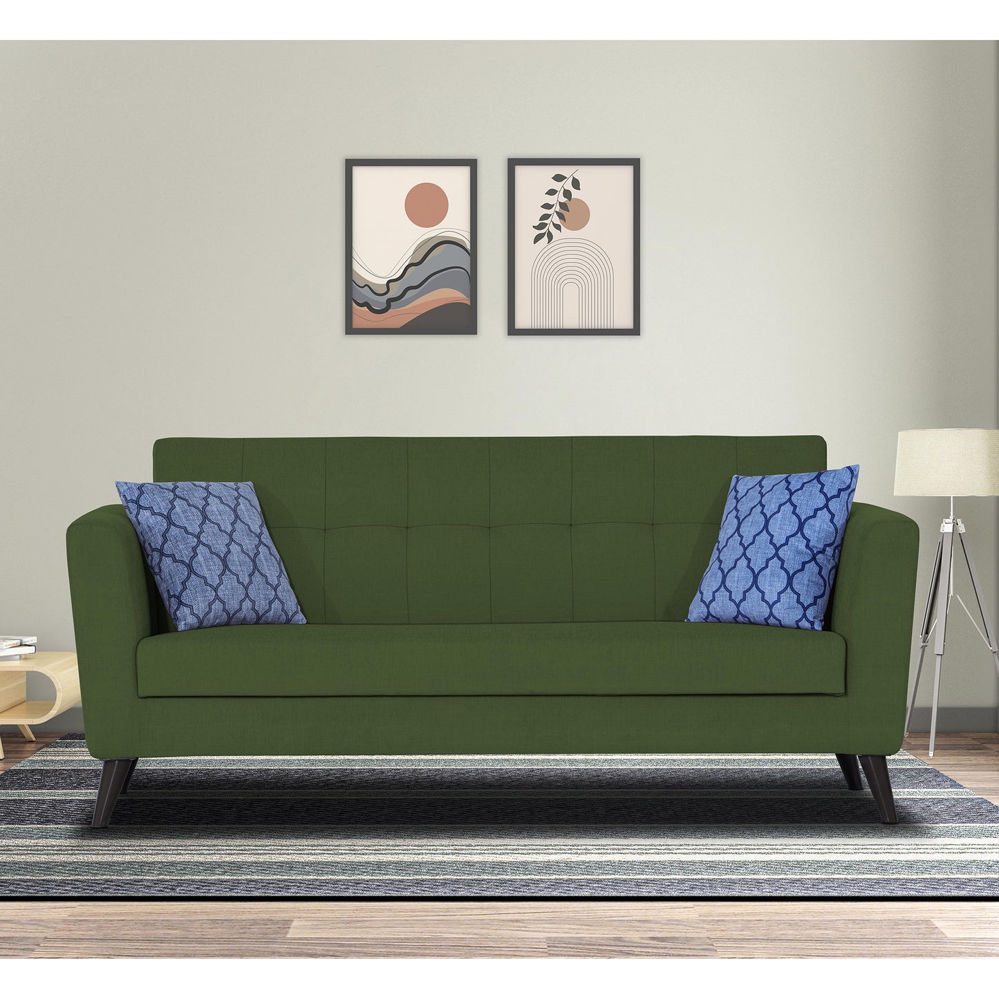 Adorn India Dannis 3 Seater Sofa (Green)