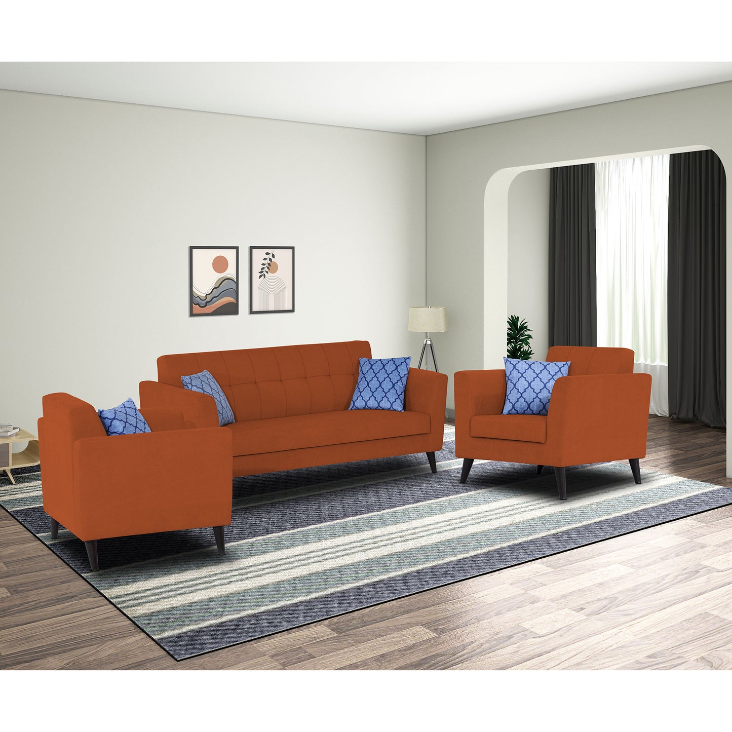 Adorn India Dannis 3+2+1 6 Seater Sofa Set