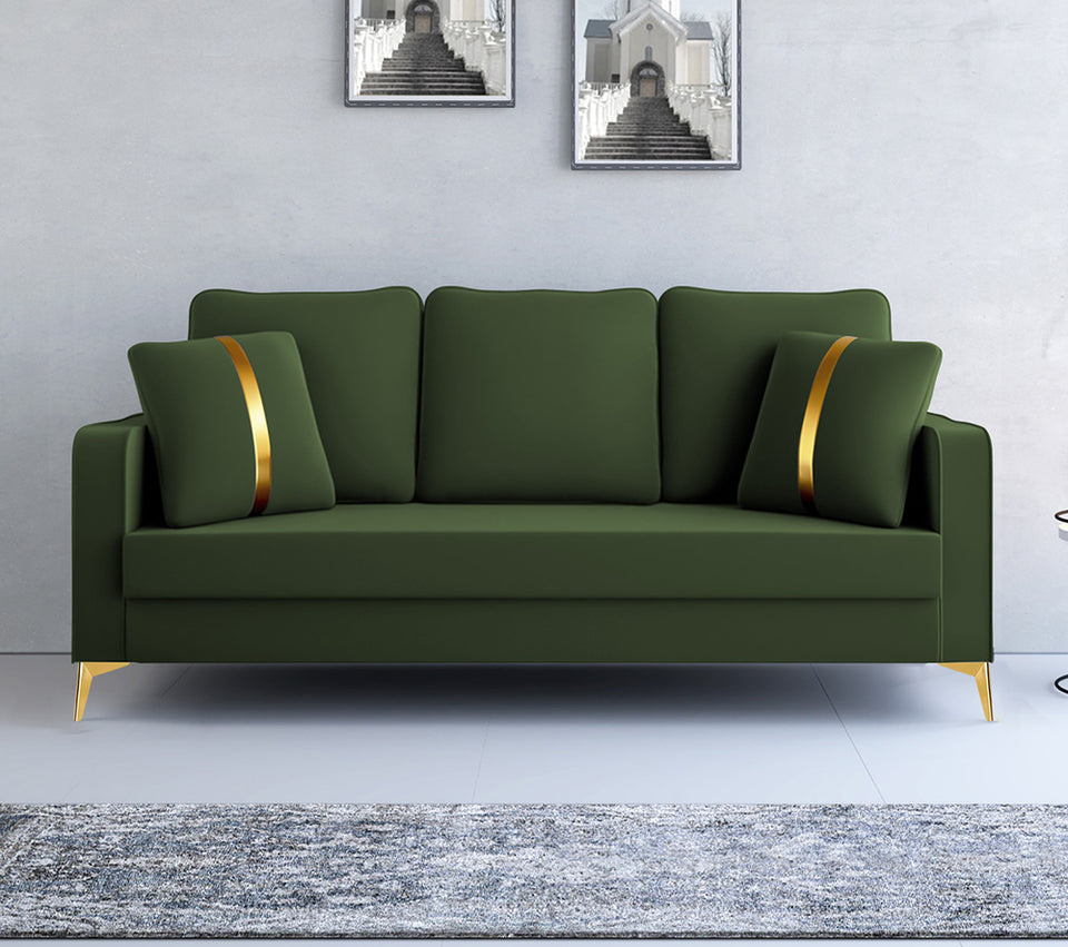 Premium Chandler - - 3 Seater Sofa Velvet Suede Fabric - Green