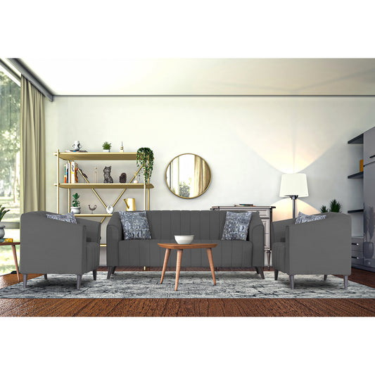 Adorn India Premium Laurel 3+1+1 5 Seater Sofa Set (Grey)