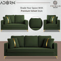 Adorn India Premium Chandler - 3 Years Warranty - 3+2+1 Sofa Set Velvet Suede Fabric - Green