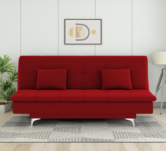 Adorn India New Aspen 3 Seater Sofa Cum Bed 4X6 (Red) (2 Year Warranty)