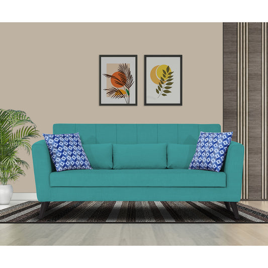 Adorn India Daniel 3 Seater Sofa (Aqua Blue)