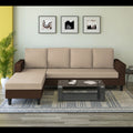 Maddox Plain Two Tone L Shape 6 Seater Sofa Set LHS (Brown & Beige)