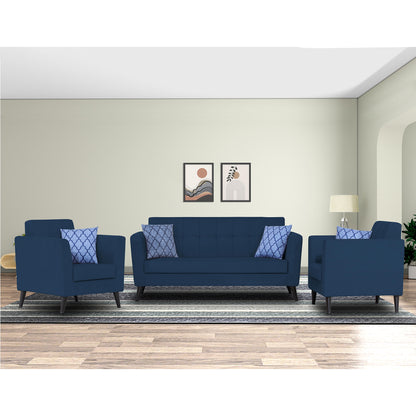 Adorn India Dannis 3+1+1 5 Seater Sofa Set (Blue)