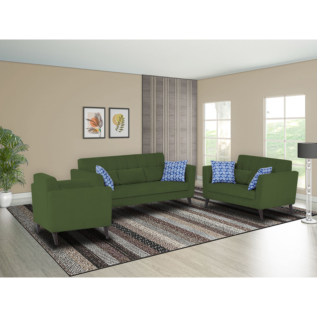 Daniel 3+2+1 6 Seater Sofa Set (Green)