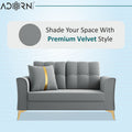 Adorn India Premium Maddox Tufted - 3 Years Warranty - 2 Seater Sofa Velvet Suede Fabric - Grey
