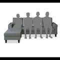 Maddox Stripes L Shape 5 Seater Sofa Set LHS (Grey)
