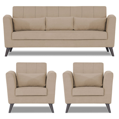 Adorn India Daniel 3+1+1 5 Seater Sofa Set (Beige)