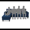 Maddox Stripes L Shape 5 Seater Sofa Set LHS (Blue)