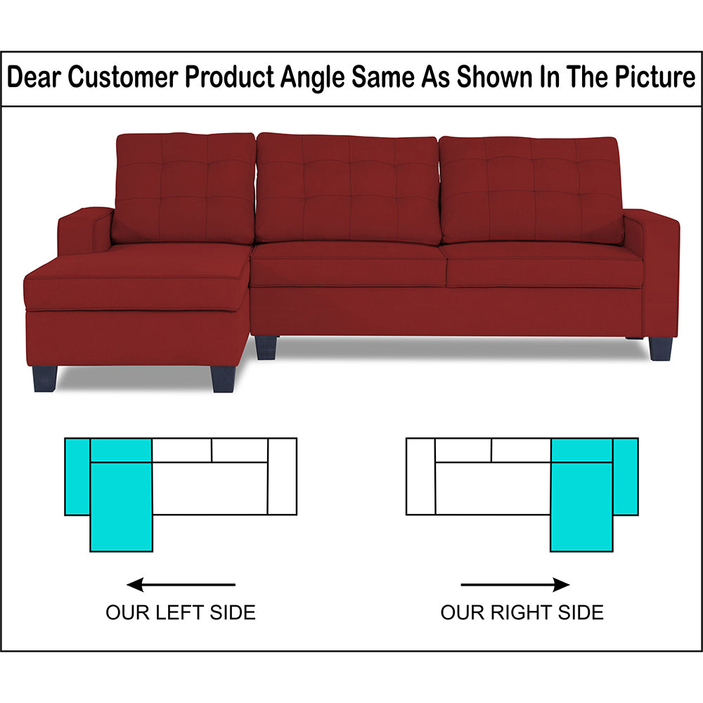 Adorn India Premium Raptor L Shape 6 Seater Sofa Set (LHS) (Red)