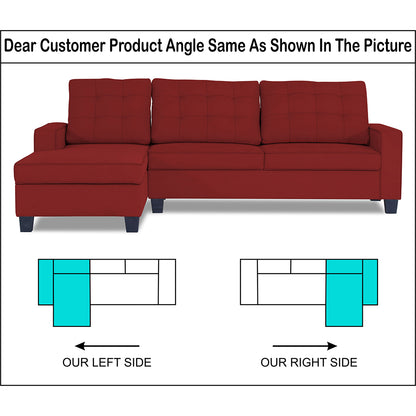 Adorn India Premium Raptor L Shape 6 Seater Sofa Set (LHS) (Red)