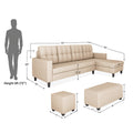 Darcy L Shape 8 Seater Sofa Set with Center Table and 2 Ottoman Puffy (RHS) (Beige)