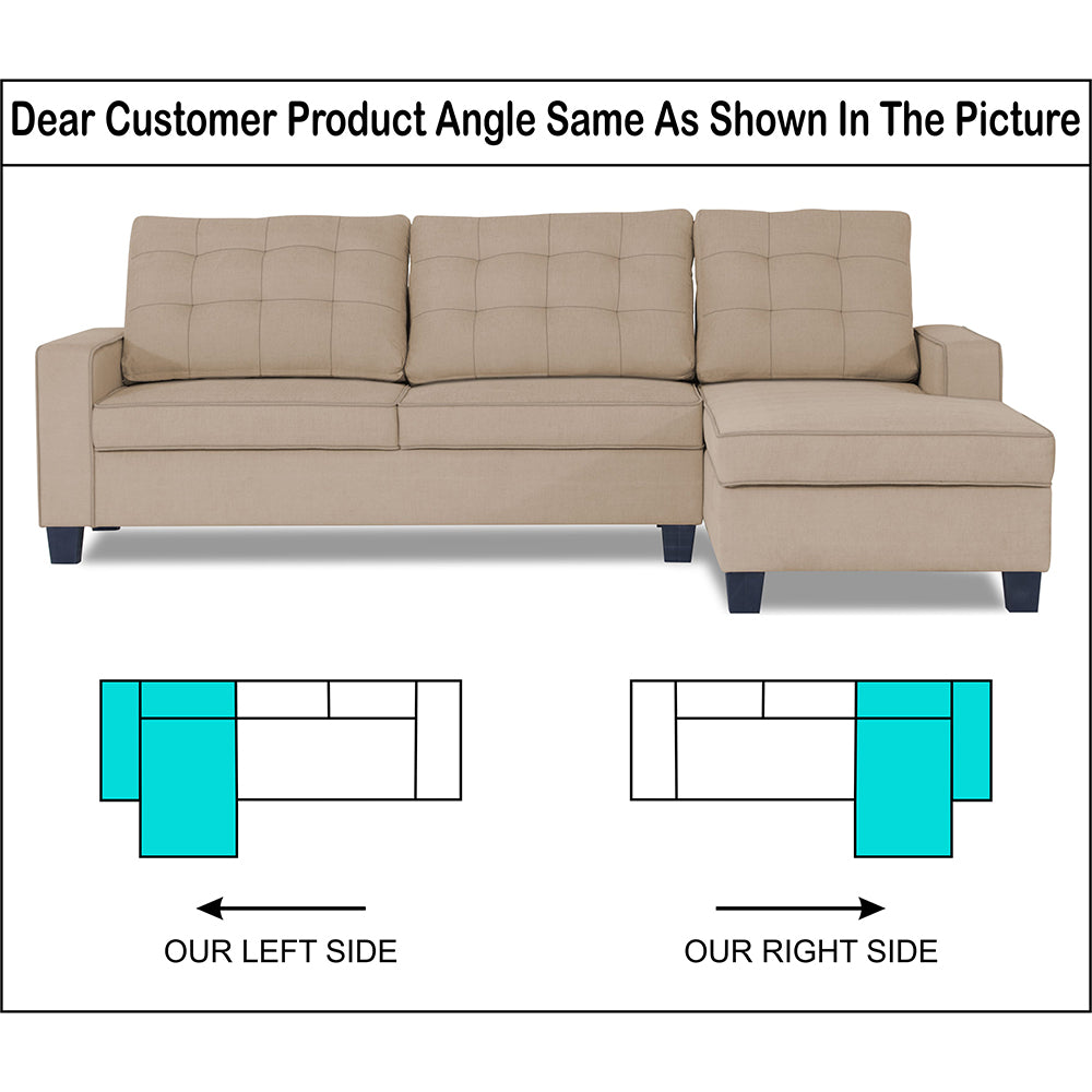 Adorn India Premium Raptor L Shape 6 Seater Sofa Set (RHS) (Beige)