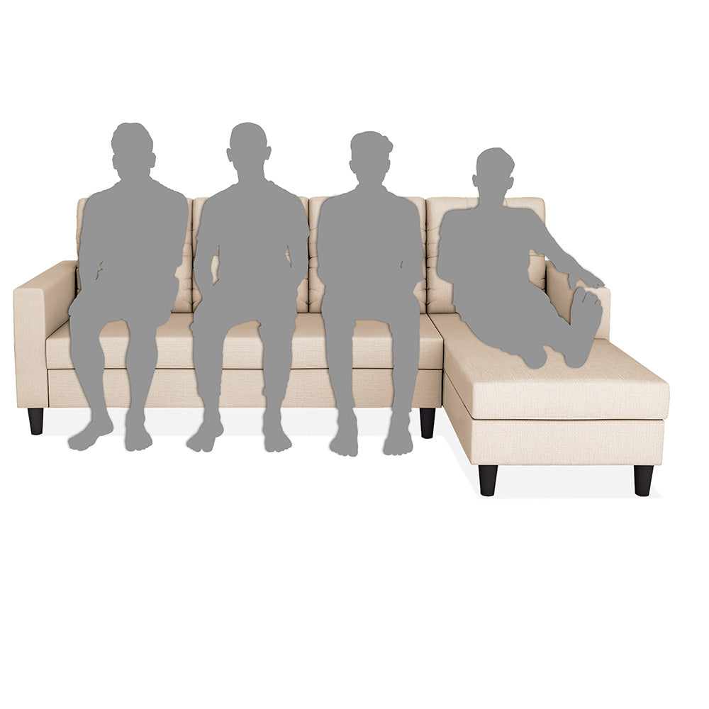 Adorn India Darcy L Shape 6 Seater Sofa Set (RHS) (Beige) (3 Year Warranty)
