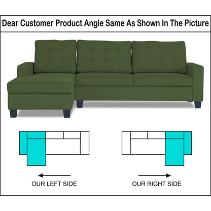 Adorn India Premium Raptor L Shape 6 Seater Sofa Set (LHS) (Green)