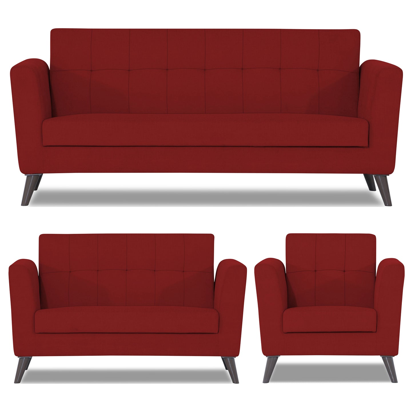 Adorn India Dannis 3+2+1 6 Seater Sofa Set (Red)