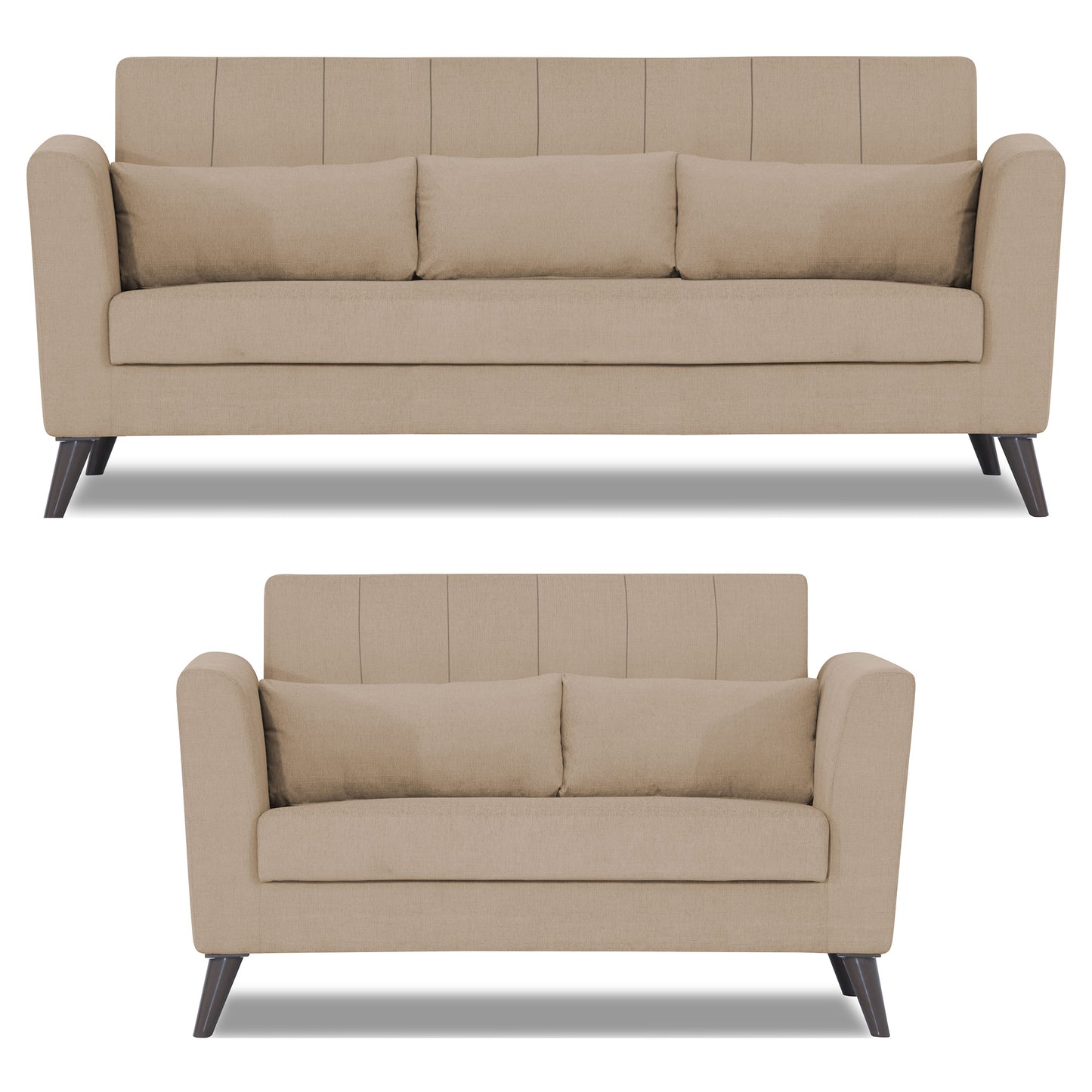 Adorn India Daniel 3+2 5 Seater Sofa Set (Beige) (3 Year Warranty)
