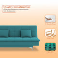 Adorn India Premium New Aspen 3 Seater Sofa Cum Bed 4X6 Velvet Suede with 2 Cushions (Color Aqua Blue) and Suitable for All Indoor, with 3 Years Warranty