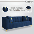 Adorn India Premium Mystic - 3 Years Warranty - 3+1+1 Sofa Set Velvet Suede Fabric - Blue