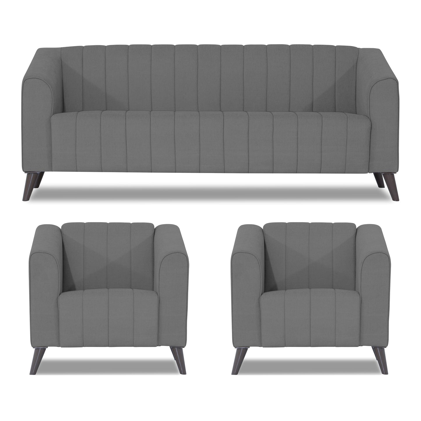 Adorn India Premium Laurel 3+1+1 5 Seater Sofa Set (Grey)