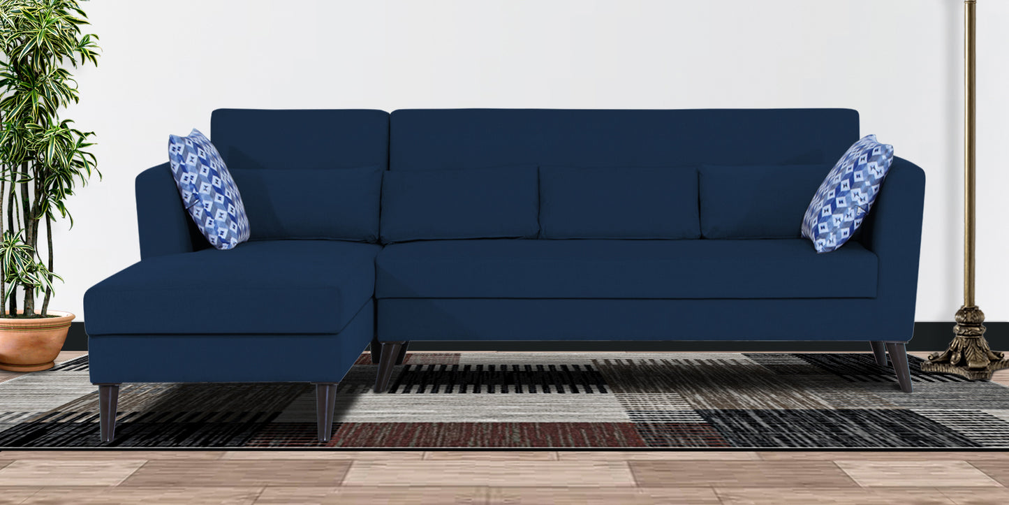 Adorn India Daniel L Shape 6 Seater Sofa Set LHS (Blue)