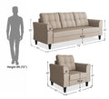 Adorn India Maddox Tufted 3-1-1 5 Seater Sofa Set (Beige) (3 Year Warranty)
