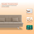 Adorn India Premium New Aspen 3 Seater Sofa Cum Bed 4X6 Velvet Suede with 2 Cushions (Color Light Beige) and Suitable for All Indoor, with 3 Years Warranty