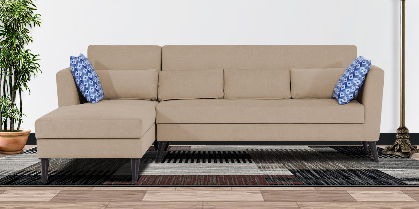 Adorn India Daniel L Shape 6 Seater Sofa Set LHS (Beige) (3 Year Warranty)