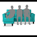 Maddox Tufted L Shape 4 Seater Sofa Set (Aqua Blue)