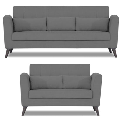 Adorn India Daniel 3+2 5 Seater Sofa Set (Grey)