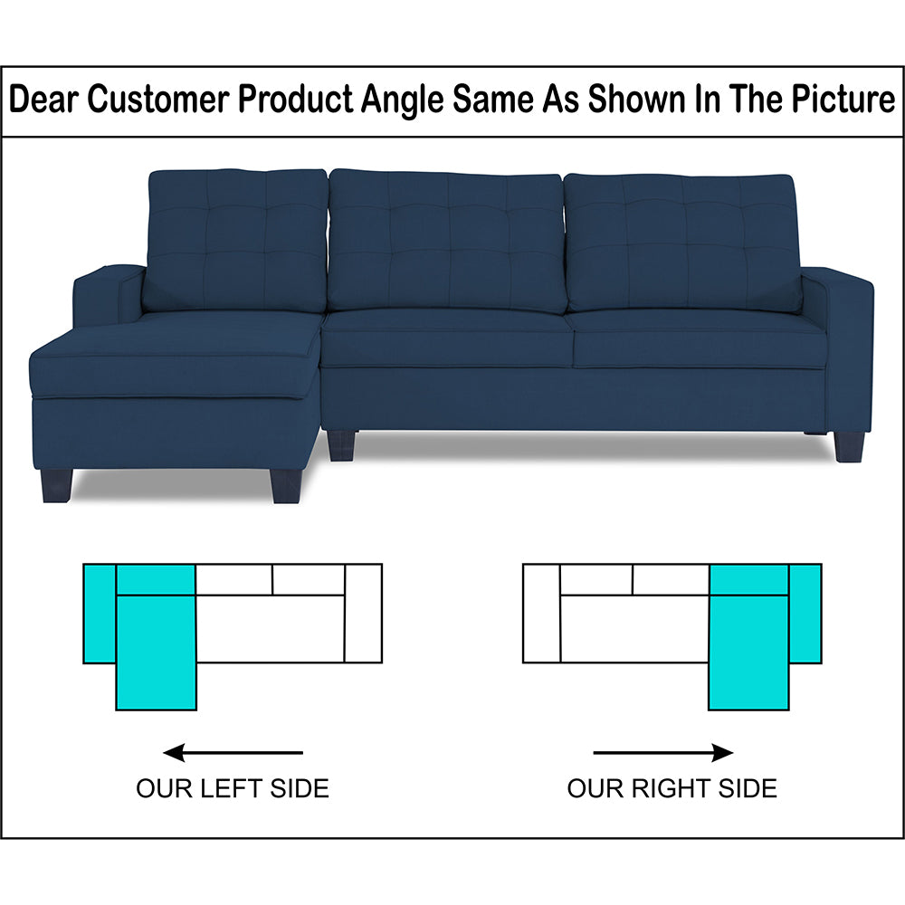 Adorn India Premium Raptor L Shape 6 Seater Sofa Set (LHS) (Blue)