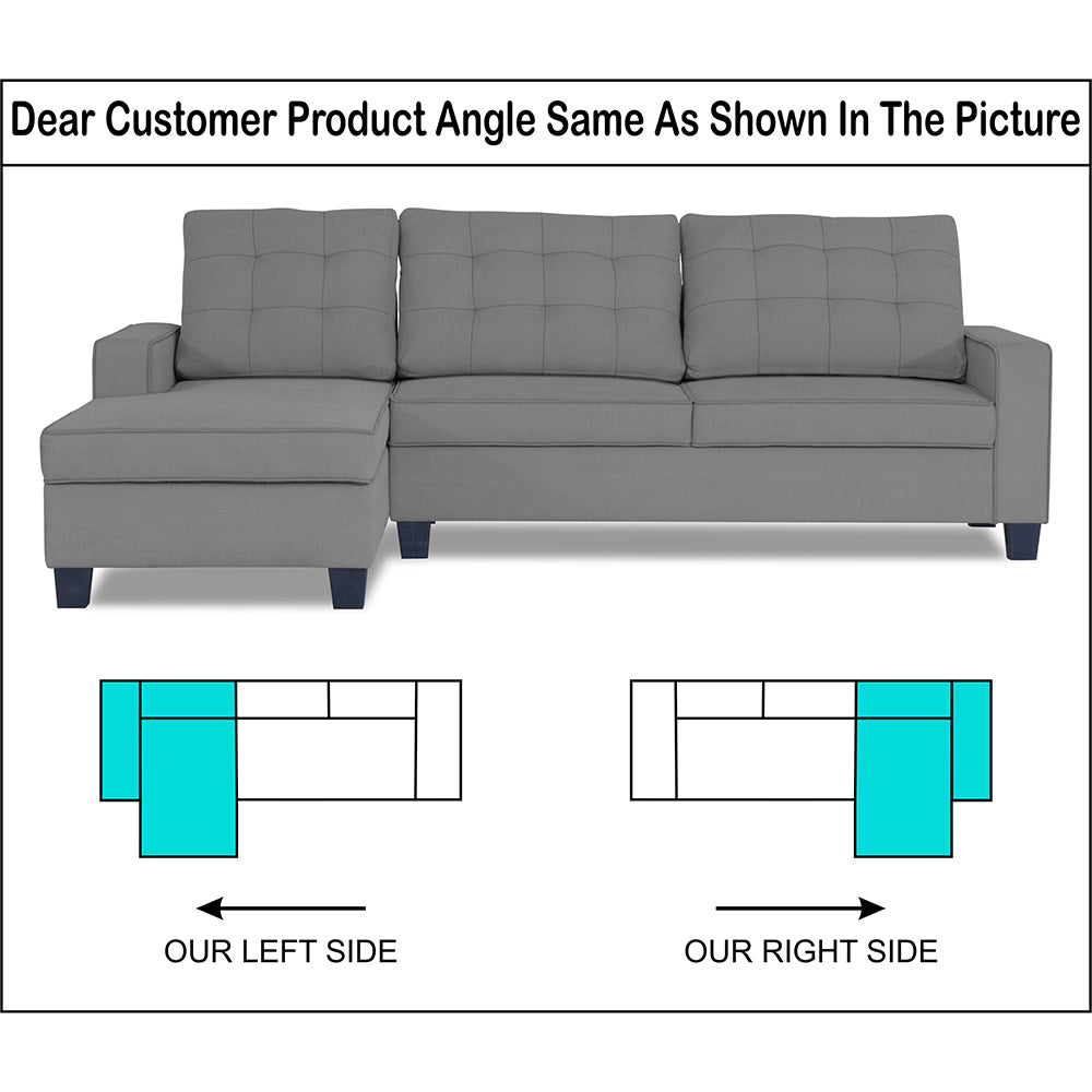 Adorn India Premium Raptor L Shape 6 Seater Sofa Set (LHS) (Grey)