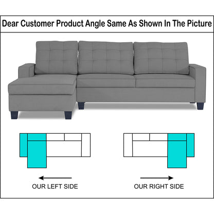 Adorn India Premium Raptor L Shape 6 Seater Sofa Set (LHS) (Grey)