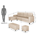 Darcy L Shape 8 Seater Sofa Set with Center Table and 2 Ottoman Puffy (LHS) (Beige)