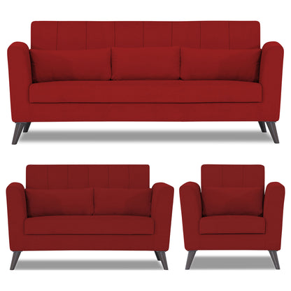 Adorn India Daniel 3+2+1 6 Seater Sofa Set (Red)