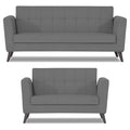 Adorn India Dannis 3+2 5 Seater Sofa Set (Grey) (3 Year Warranty)