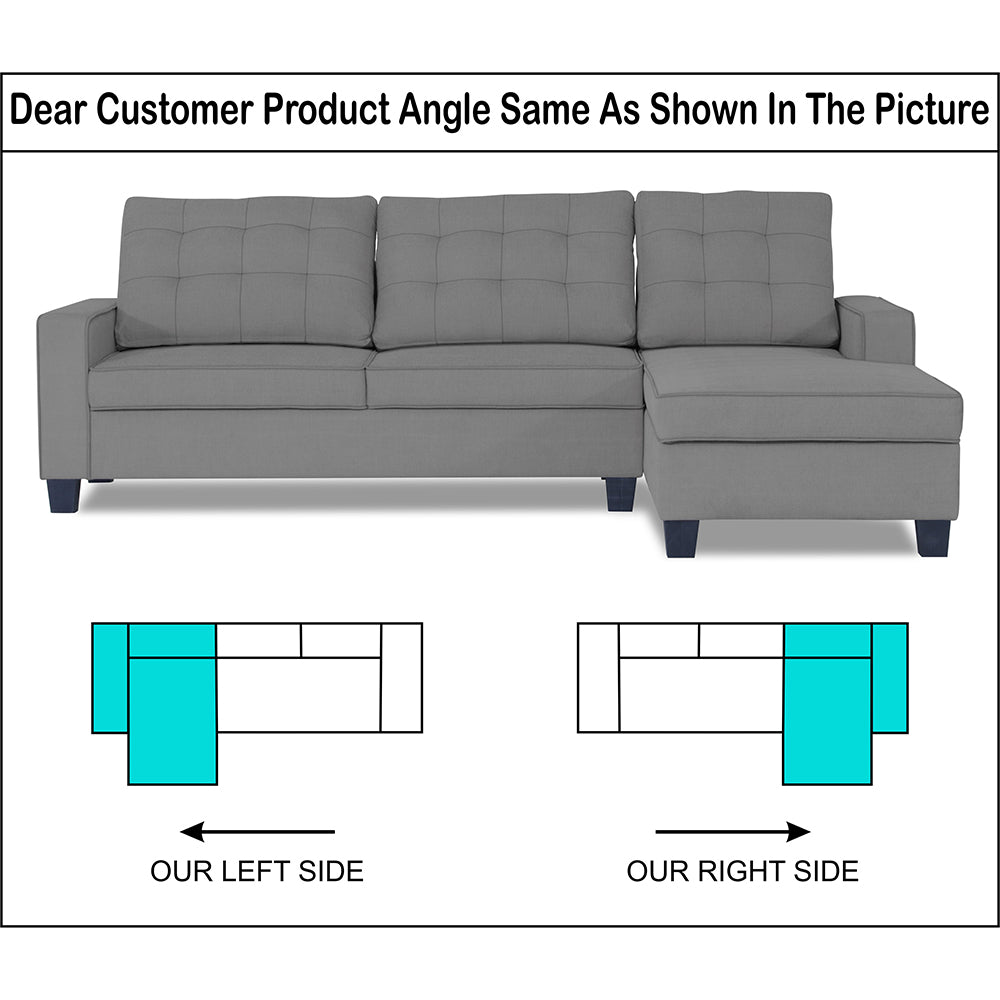 Adorn India Premium Raptor L Shape 6 Seater Sofa Set (RHS) (Grey)