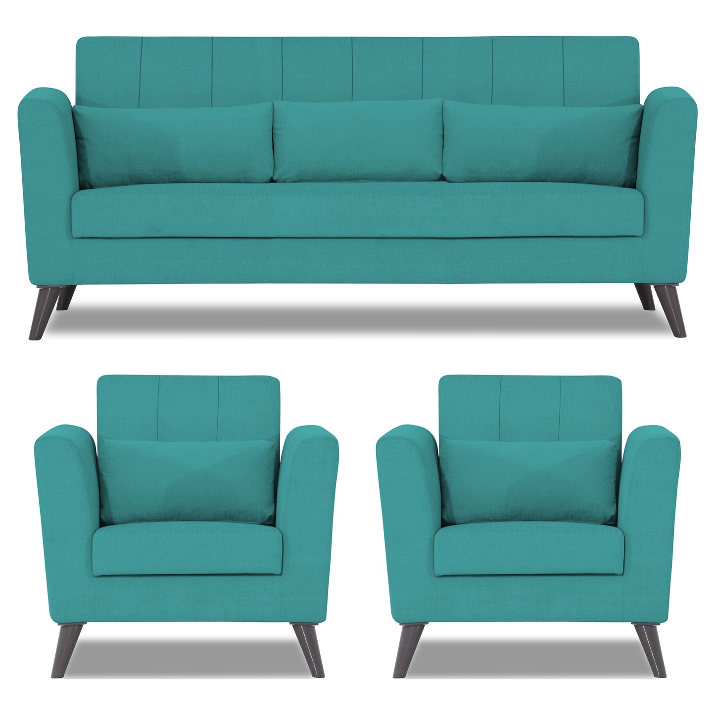 Adorn India Daniel 3+1+1 5 Seater Sofa Set (Aqua Blue)