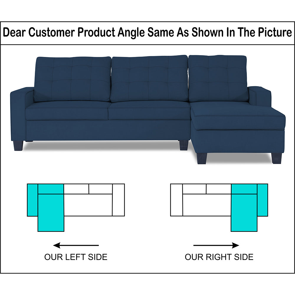 Adorn India Premium Raptor L Shape 6 Seater Sofa Set (RHS) (Blue)
