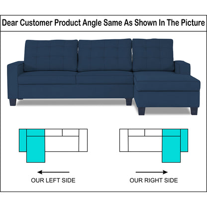 Adorn India Premium Raptor L Shape 6 Seater Sofa Set (RHS) (Blue)