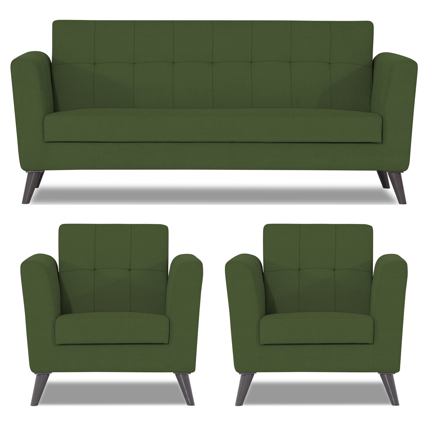 Adorn India Dannis 3+1+1 5 Seater Sofa Set (Green)